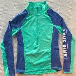 VS Victoria’s Secret PINK Teal Green & Blue Zip Up Quarter Zip Jacket